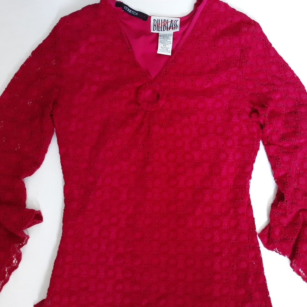 BILLBLASS Petite Small Hot Pink Lacy Blouse
